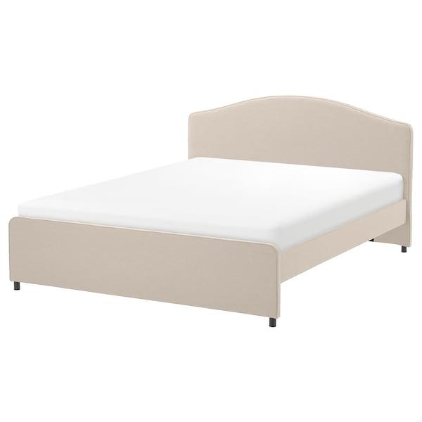 Кровать с обивкой ХАУГА Лофаллет бежевый 160x200 см ИКЕА, IKEA