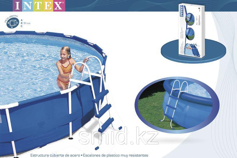 Металлическая лестница INTEX 28060, для каркасного и надувного бассейна, высотой 91 см - фото 3 - id-p96639539