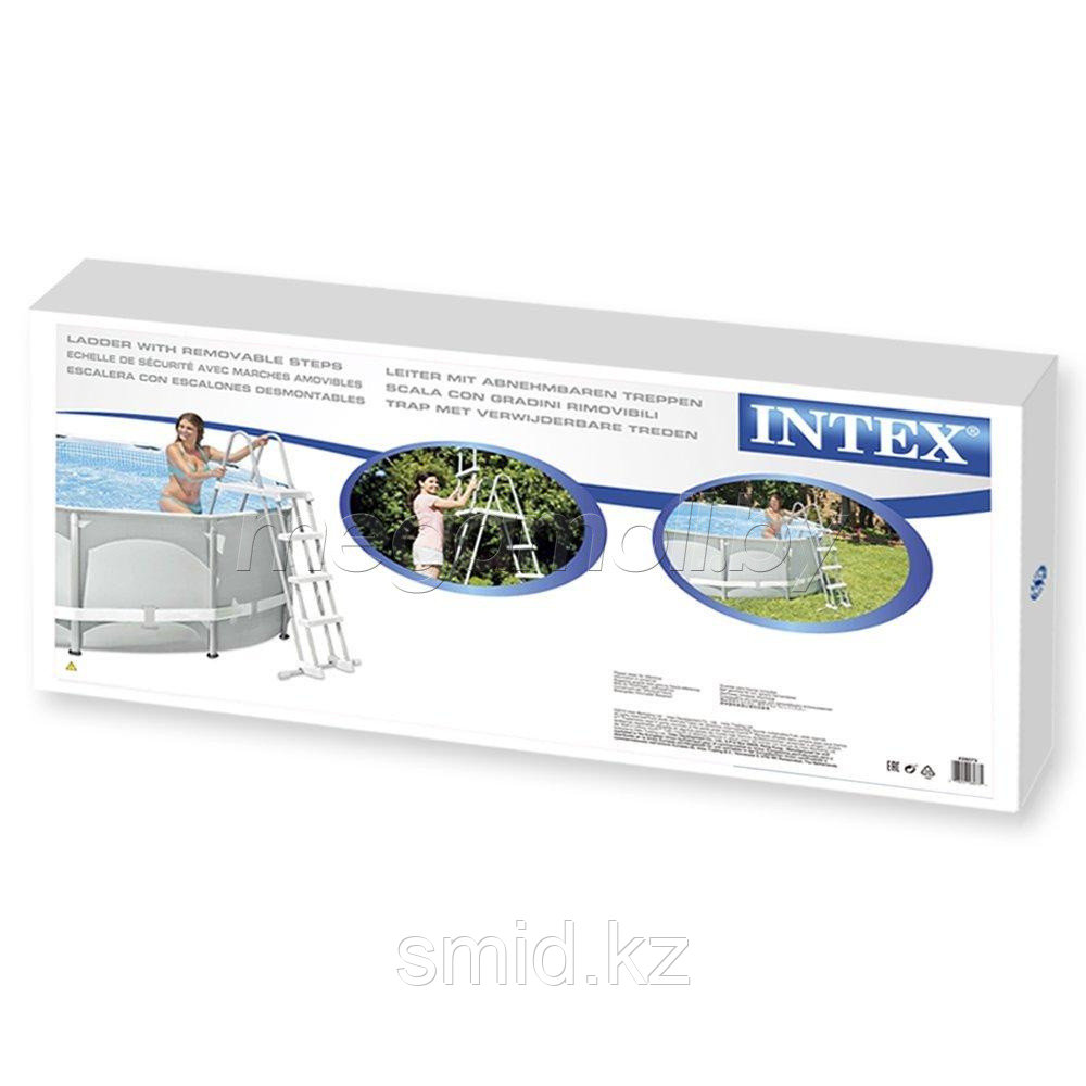 Металлическая лестница, INTEX 28064, 28056", для каркасных и надувных бассейнов, высотой 91 см - фото 1 - id-p96639719