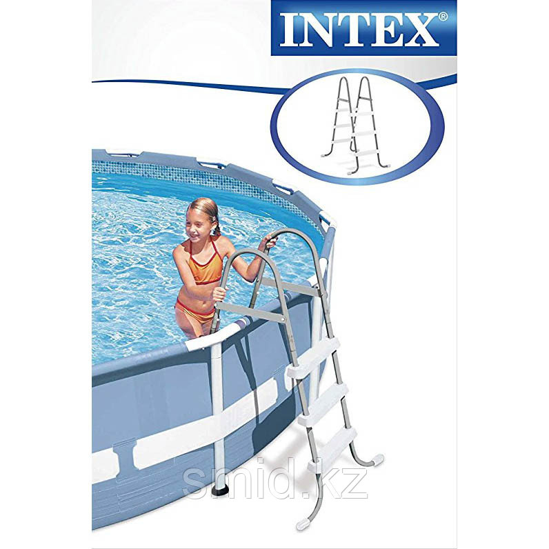 Металлическая лестница, INTEX 28064, 28056", для каркасных и надувных бассейнов, высотой 91 см - фото 3 - id-p96639719