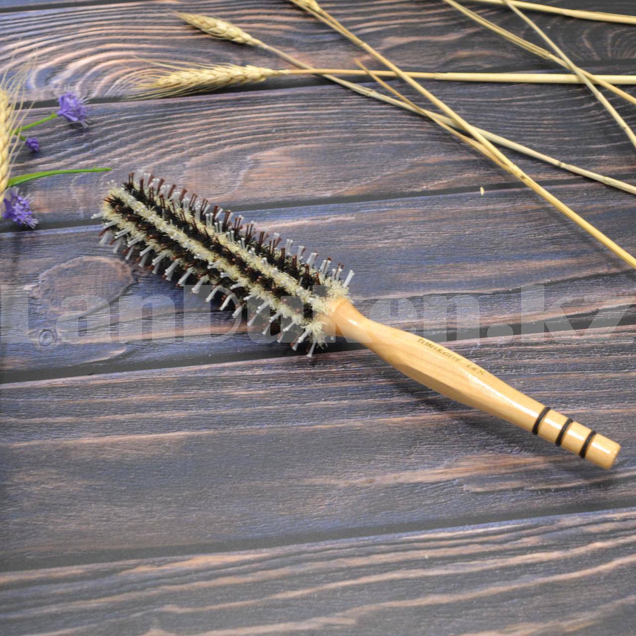 Расческа Брашинг круглая для волос Toni&guy комбинированная щетина диаметром 4.1 см деревянная ручка 14S - фото 1 - id-p96590949