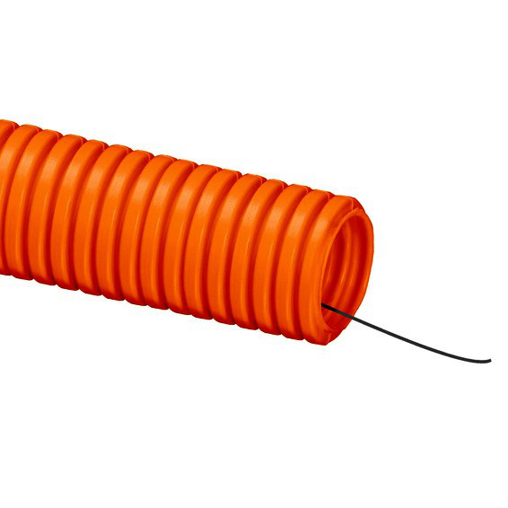 Труба ПНД гибкая гофр. д20мм с протяжкой 100м цвет оранжевый 71920 - фото 1 - id-p96327290