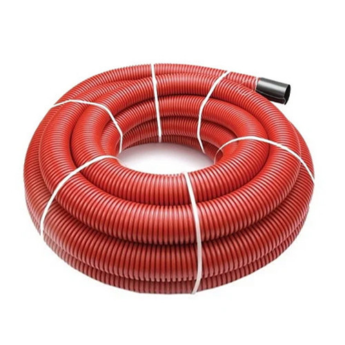 Двустенная труба ПНД гибкая для кабельной канализации д.63мм с протяжкой, SN13 в бухте 50м, цвет красный - фото 1 - id-p96327277
