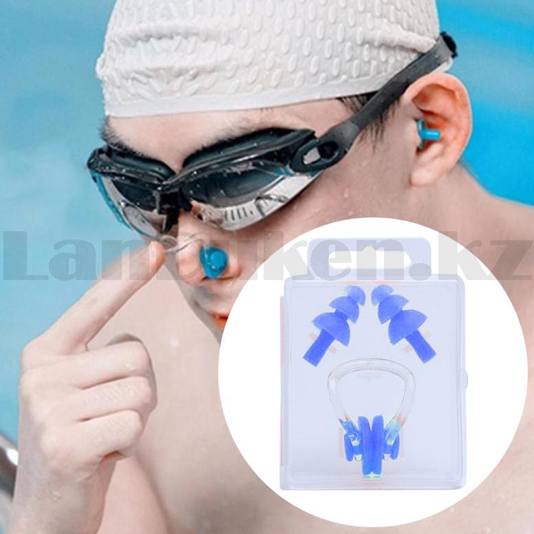 Комплект беруши и зажим для плавания Yongbo силиконовые синий - фото 1 - id-p96645164