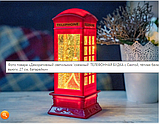 Декоративный светильник 'снежный' ТЕЛЕФОННАЯ БУДКА с Сантой,  белая LED подсветка, генерация вьюги., фото 3