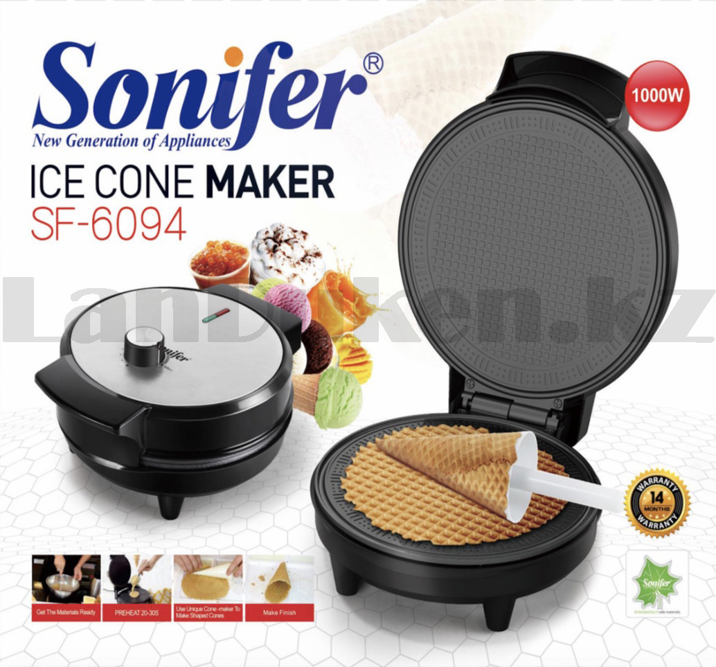 Вафельница Sonifer SF 6094 диаметр 20 см с конусом с антипригарным покрытием - фото 3 - id-p96652161