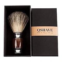 Помазок из конского волоса с ручкой под дерево QShave в подарочной коробке