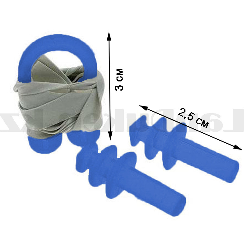 Комплект беруши и зажим для плавания Ear plugs силиконовые синий - фото 2 - id-p96667155