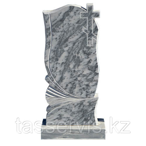 Памятник из уфалейского серого мрамора фигурный  1200 * 450 * 75 с цветником
