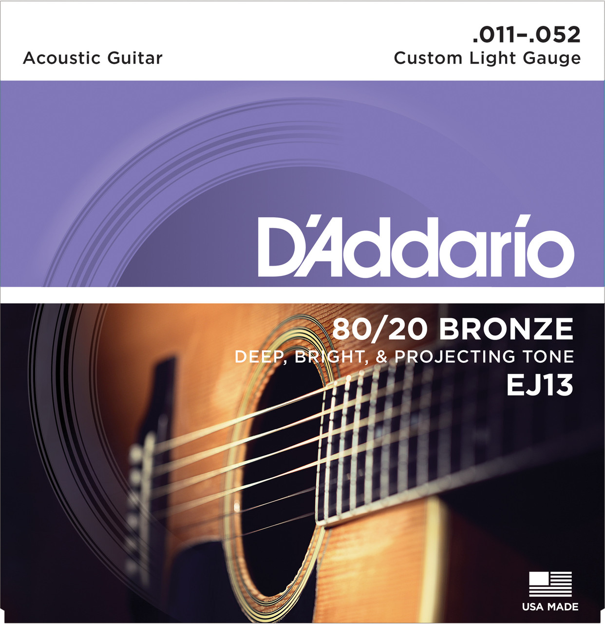Струны для акустической гитары Light 11-52 80/20 D`Addario EJ13