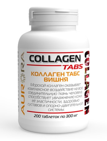 Коллаген табс Вишня (Collagen Tabs), Аврора, 200таб.