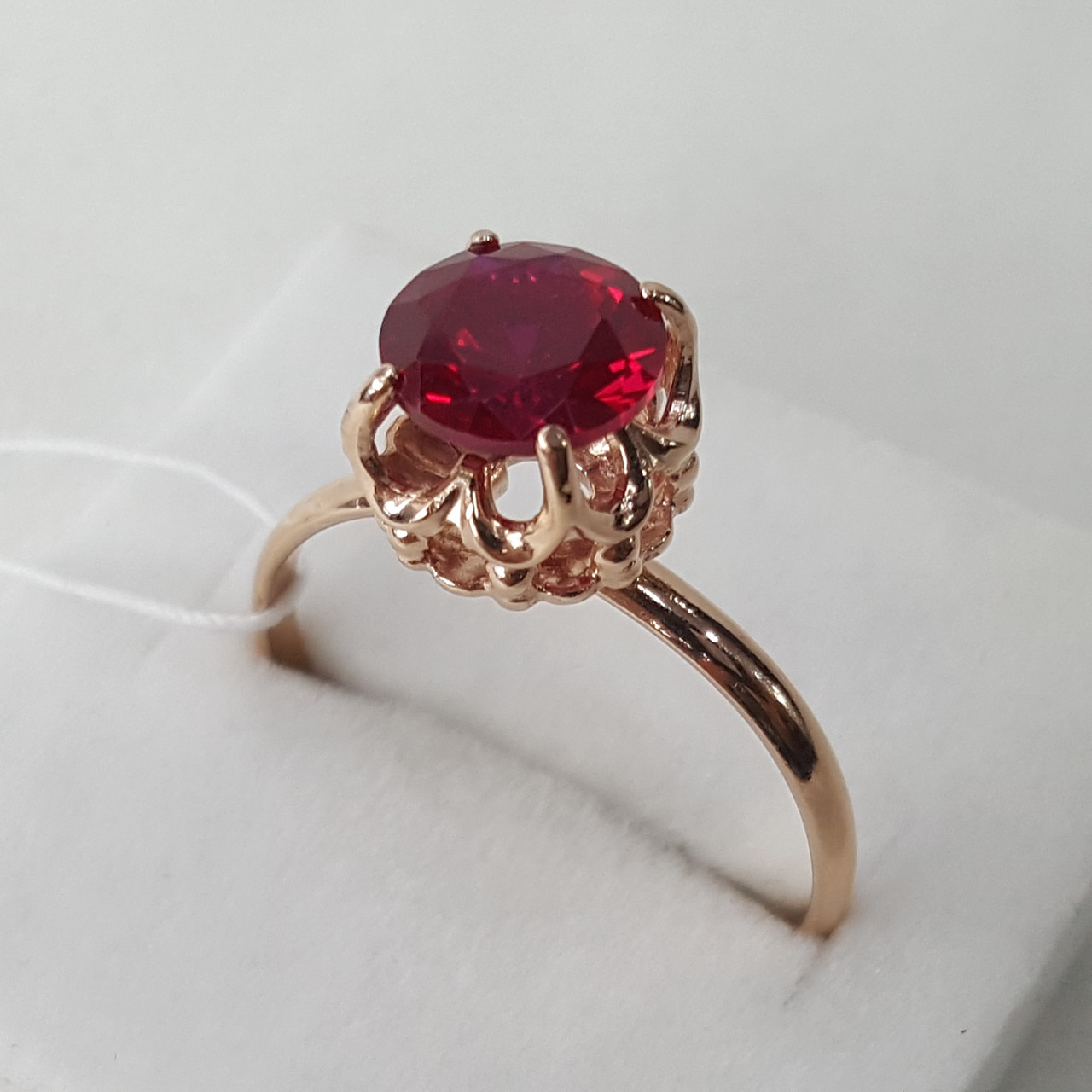 Серебряное кольцо с корундом иск. и корундом Красная Пресня 23590-8 ,