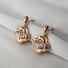 Серьги из золочёного серебра с фианитами SOKOLOV 93020878 серебро с позолотой, с английским замком, фото 2