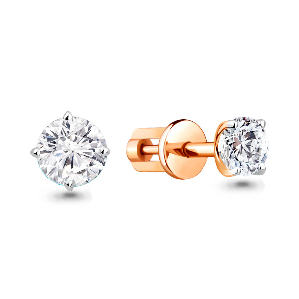 Серьги Aquamarine серебро с позолотой, фианит, "каратник" 46043.6