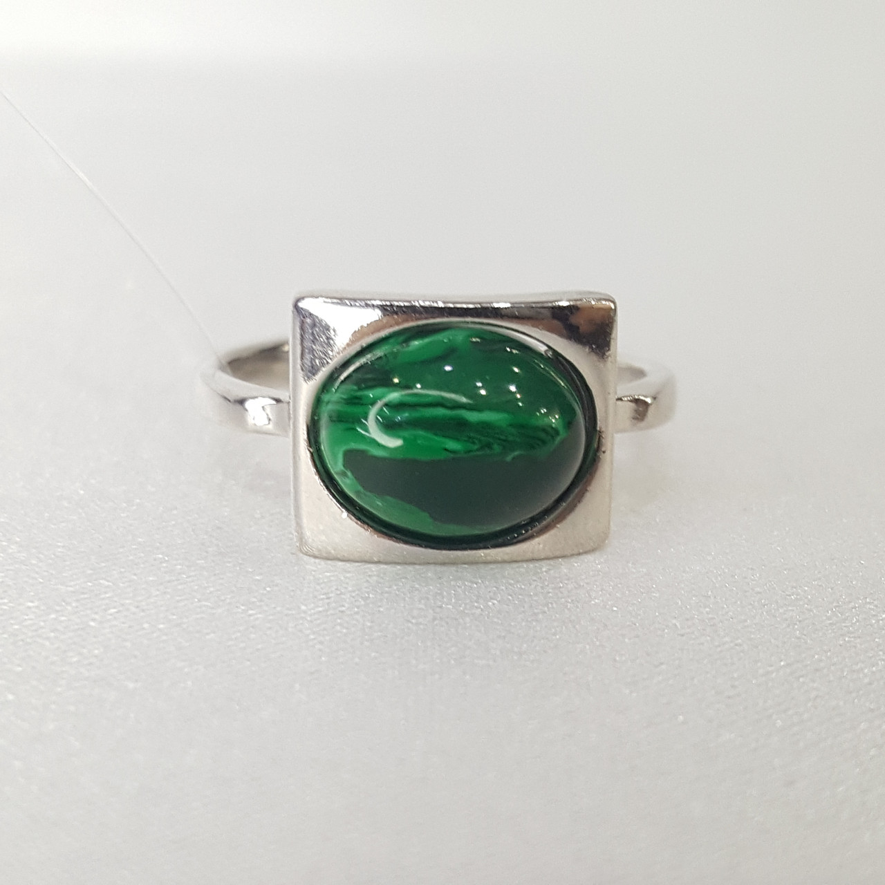 Серебряное кольцо с малахитом синт. и малахитом Darvin 920281016aa покрыто родием