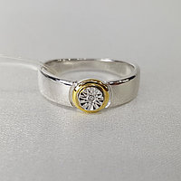 Кольцо из золочёного серебра с бриллиантом SOKOLOV 87010032 покрыто родием