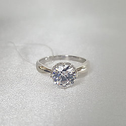 Помолвочное кольцо из серебра с фианитом SOKOLOV 89010030 покрыто  родием
