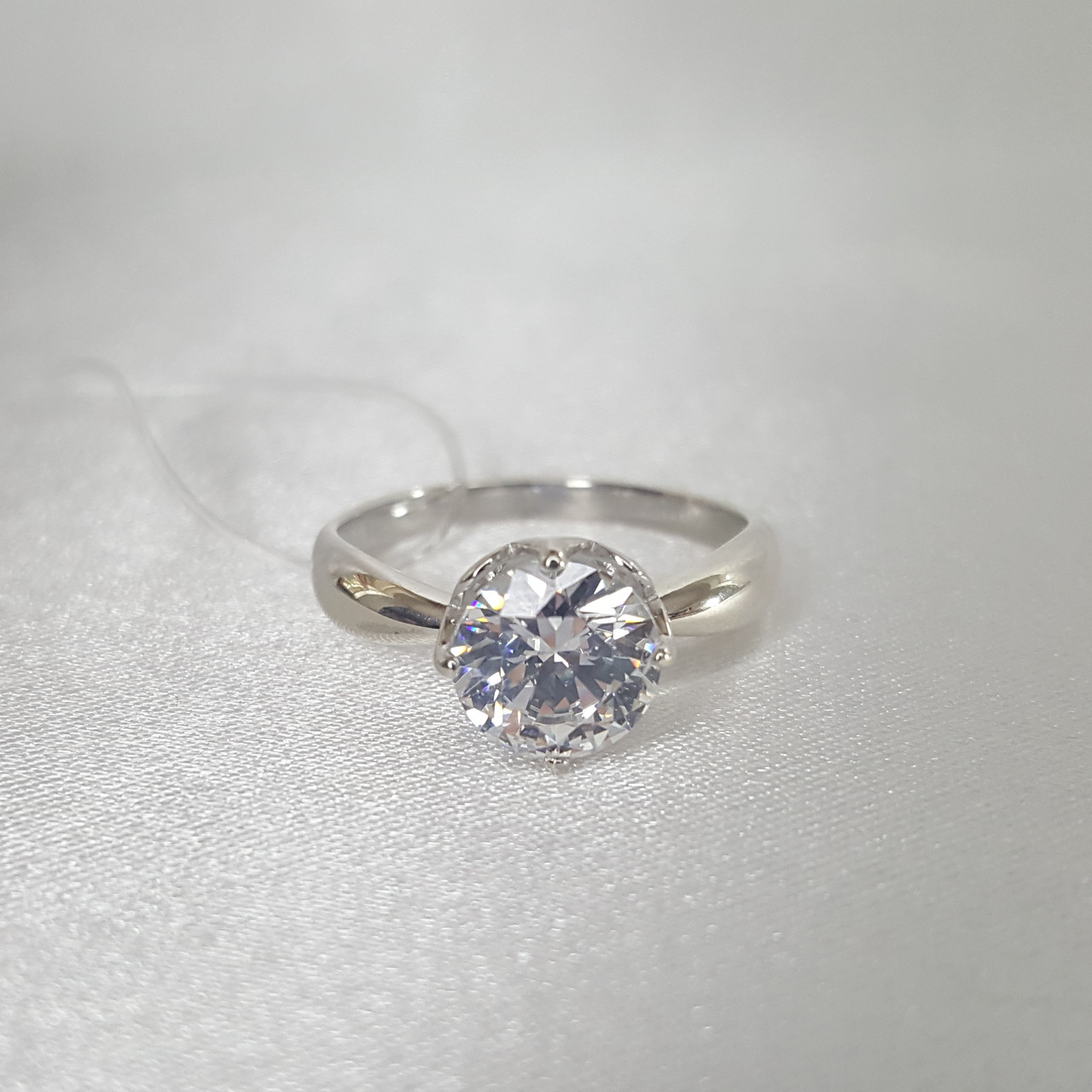 Помолвочное кольцо из серебра с фианитом SOKOLOV 89010030 покрыто родием - фото 1 - id-p50487928