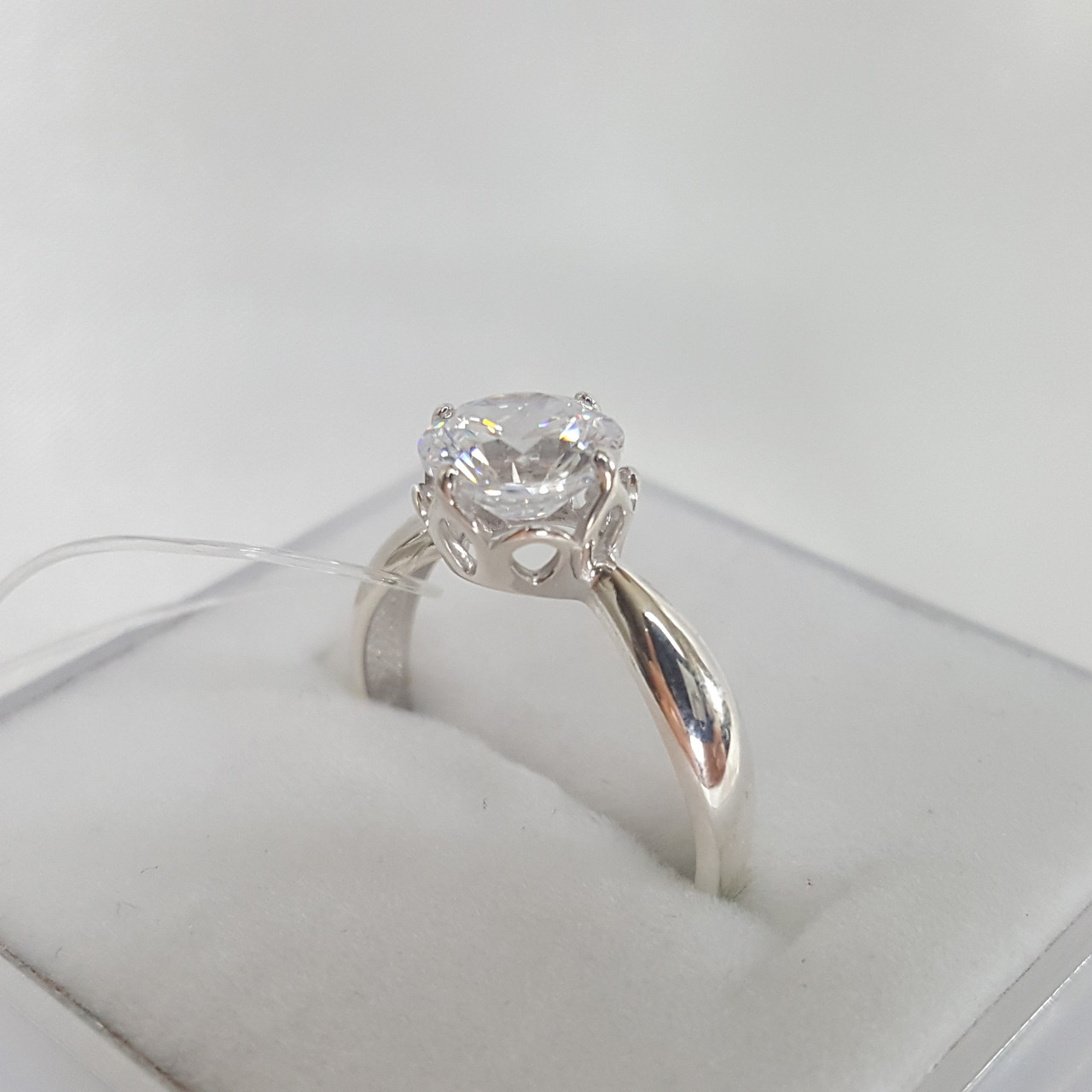 Помолвочное кольцо из серебра с фианитом SOKOLOV 89010030 покрыто родием - фото 2 - id-p50487928
