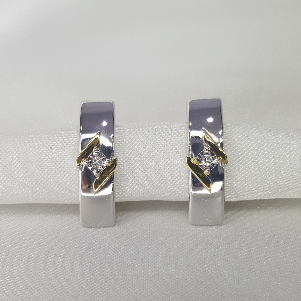 Серьги из золочёного серебра с бриллиантами SOKOLOV 87020026 покрыто родием с английским замком - фото 1 - id-p70012632