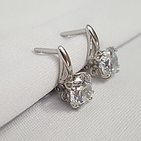 Серьги из серебра с фианитами SOKOLOV 94022291 серебро с родием вставка фианит , с английским замком
