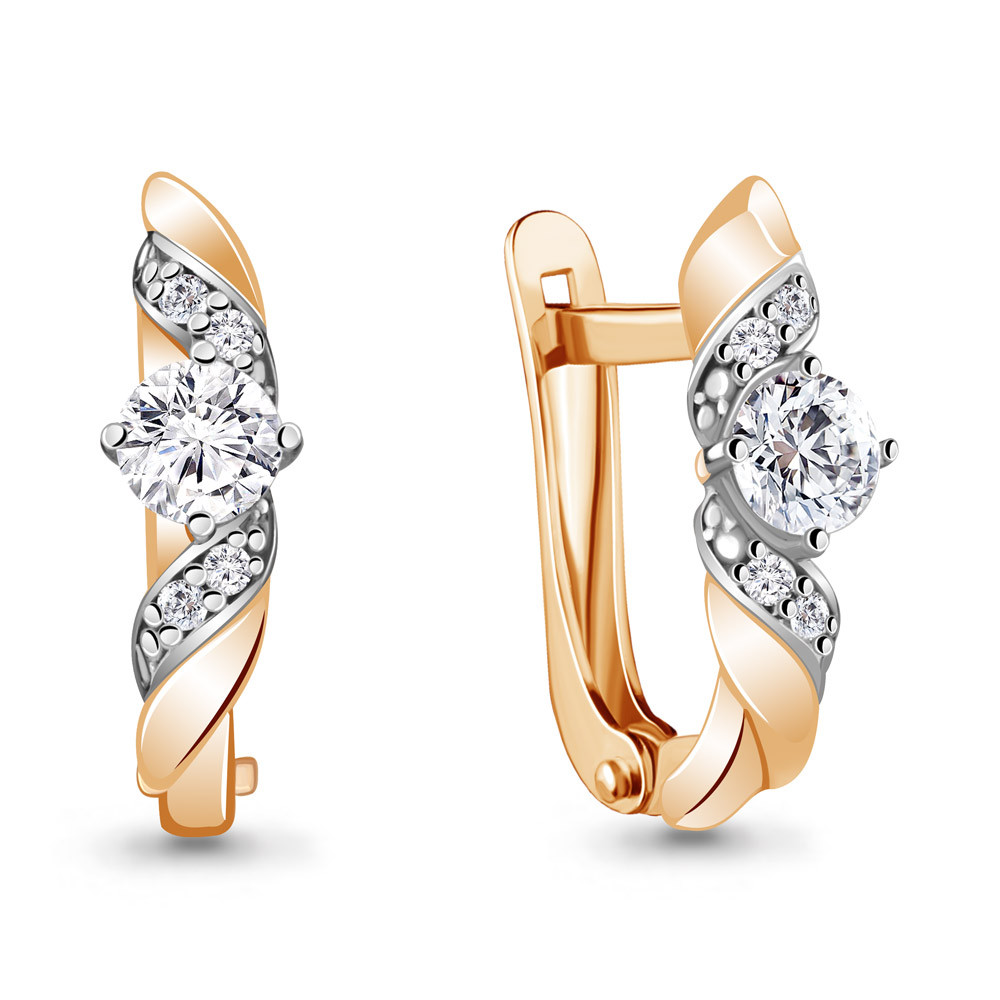 Серьги серебряные классические Фианит Aquamarine 48807А.6 позолота