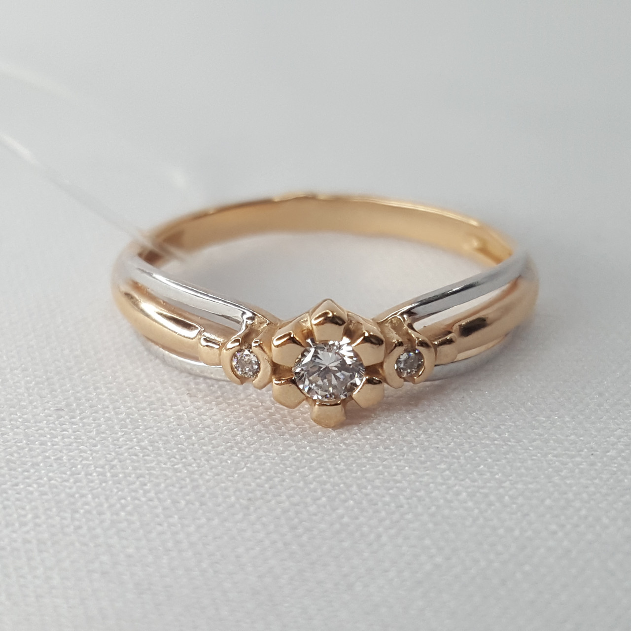 Серебряное кольцо Фианит Aquamarine 68996А.6 позолота