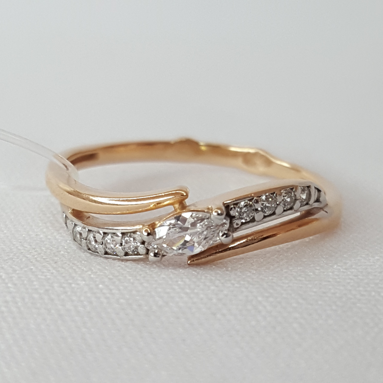 Серебряное кольцо  Фианит Aquamarine 67146А.6 позолота