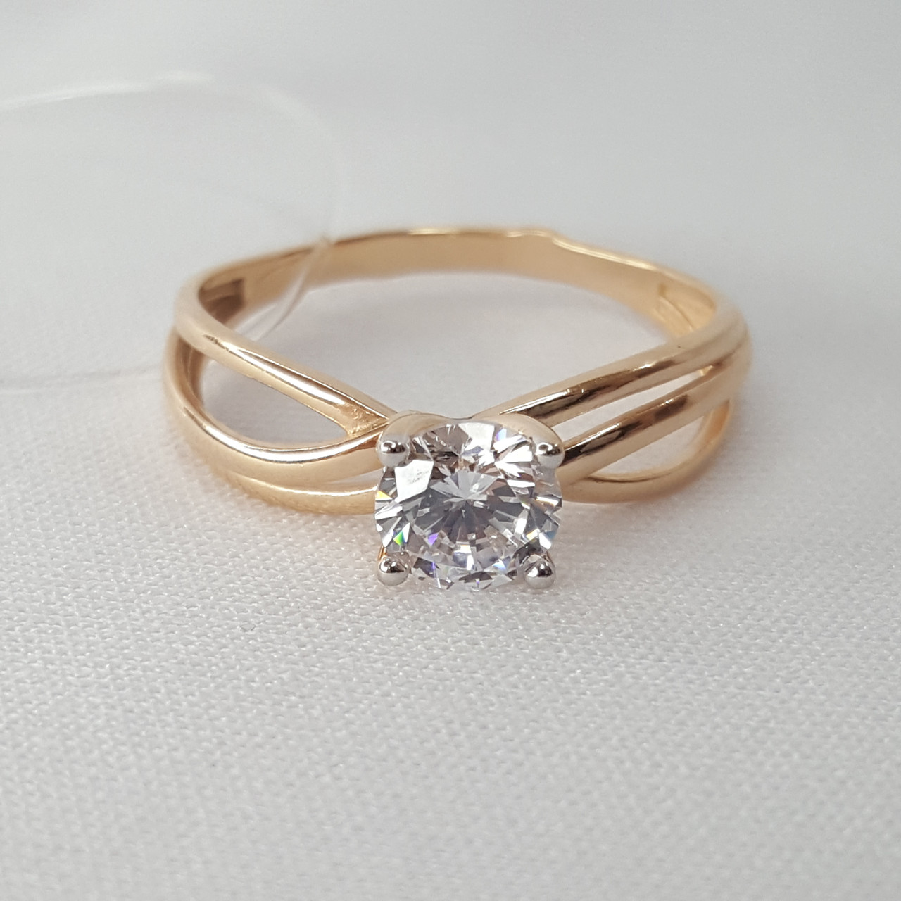 Серебряное кольцо Фианит Aquamarine 64001.6 позолота