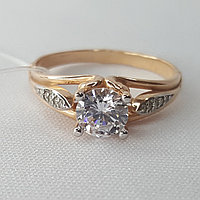 Серебряное помолвочное кольцо Фианит Aquamarine 63974А.6 позолота