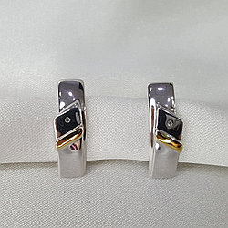 Серьги из золочёного серебра с бриллиантами SOKOLOV 87020043 покрыто  родием с английским замком