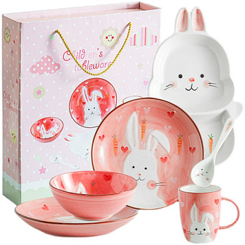 Набор детской посуды из керамики Кролик, 5 предметов