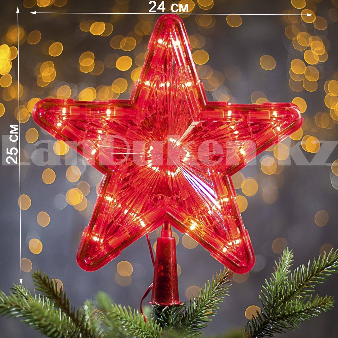 Новогоднее украшение на елку Звезда гирлянда с Led подсветкой от сети красная
