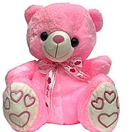 Мишка малый розовая лента с надписью LOVE YOU, на лапках сердце,28см, фото 2