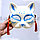 Маска Кицунэ японской демонической лисы Kitsune fox на резинке с колокольчиками и кисточками голубая, фото 4