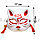 Маска Кицунэ японской демонической лисы Kitsune fox на резинке с колокольчиками и кисточками красная, фото 2