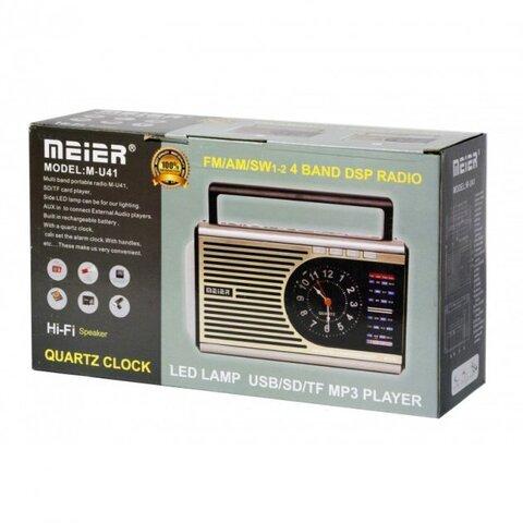 Радиоприемник - MP3-плеер в стиле ретро Meier M-U41 с фонариком и часами (Серебряный) - фото 7 - id-p96731456