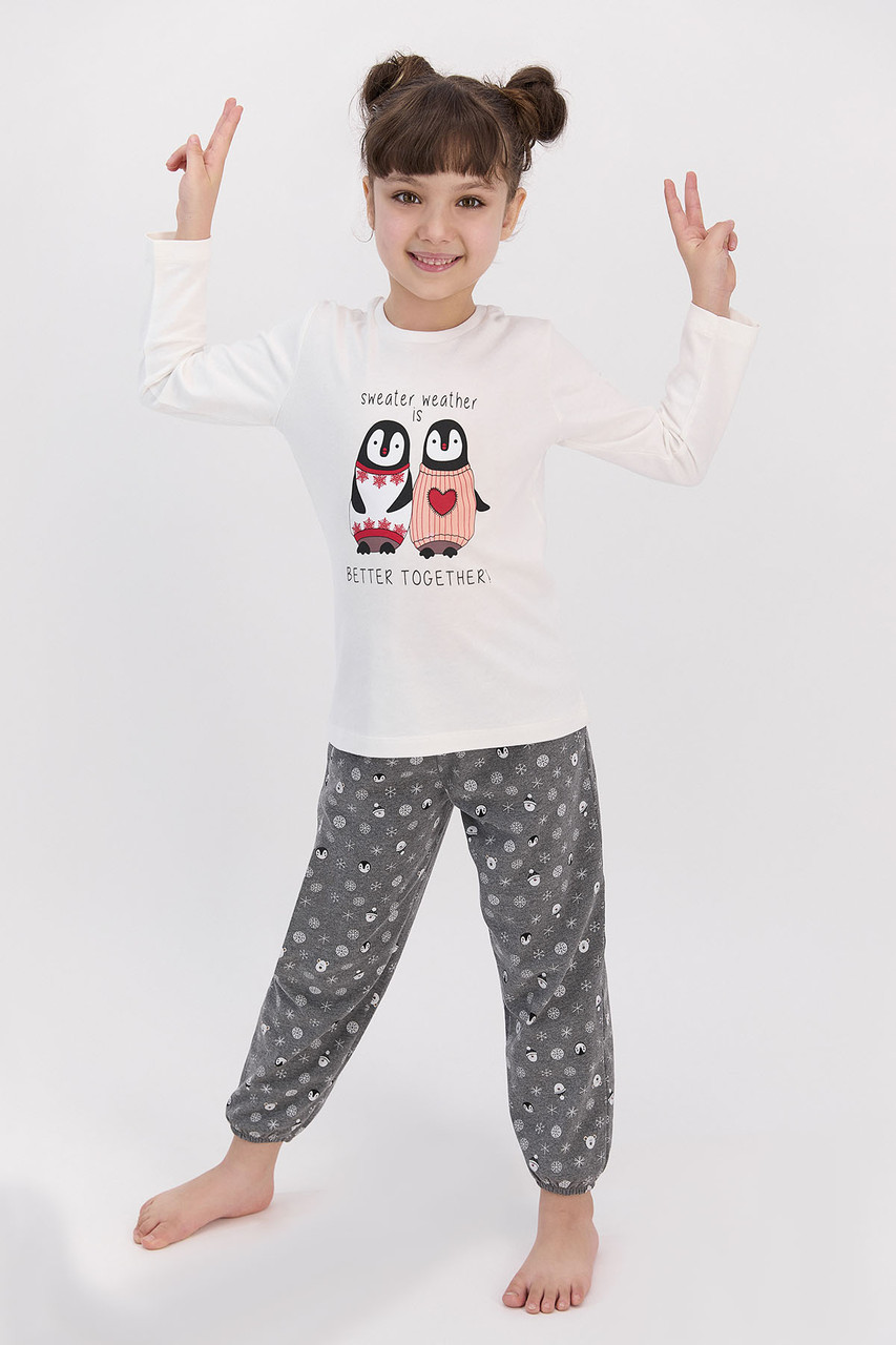 Пижама детская девичья 4-5 / 104-110 см, Кремовый - фото 2 - id-p96459253
