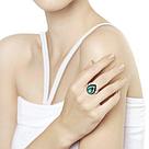 Кольцо из серебра с зелёным ситаллом и зелеными фианитами SOKOLOV 92011330 покрыто  родием, фото 2