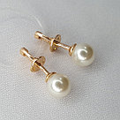 Серебряные серьги-пусеты Жемчуг Aquamarine 46746.6 серебро с позолотой, фото 2