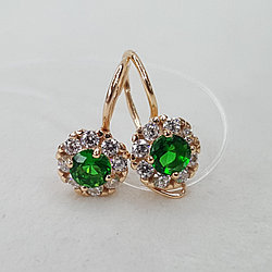 Серебряные серьги  Фианит  Стекло Aquamarine 40965Г.6  коллекц. Happy