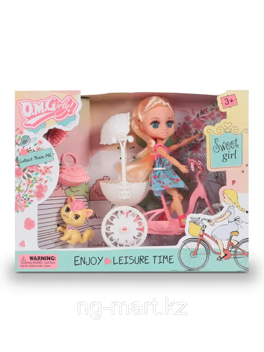 Кукла 58001 с велосипедом и животным