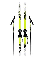 Лыжи 130 в комплекте палки, крепление combi желтый "STC" желтый