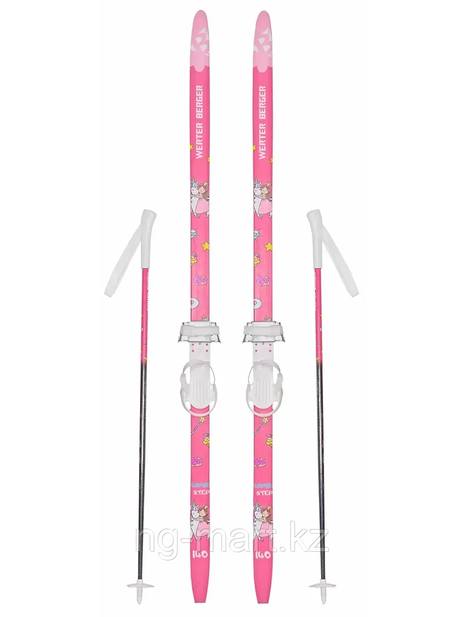 Лыжи 140 в комплекте палки, крепление combi розовый WERTER BERGER Princess розовый
