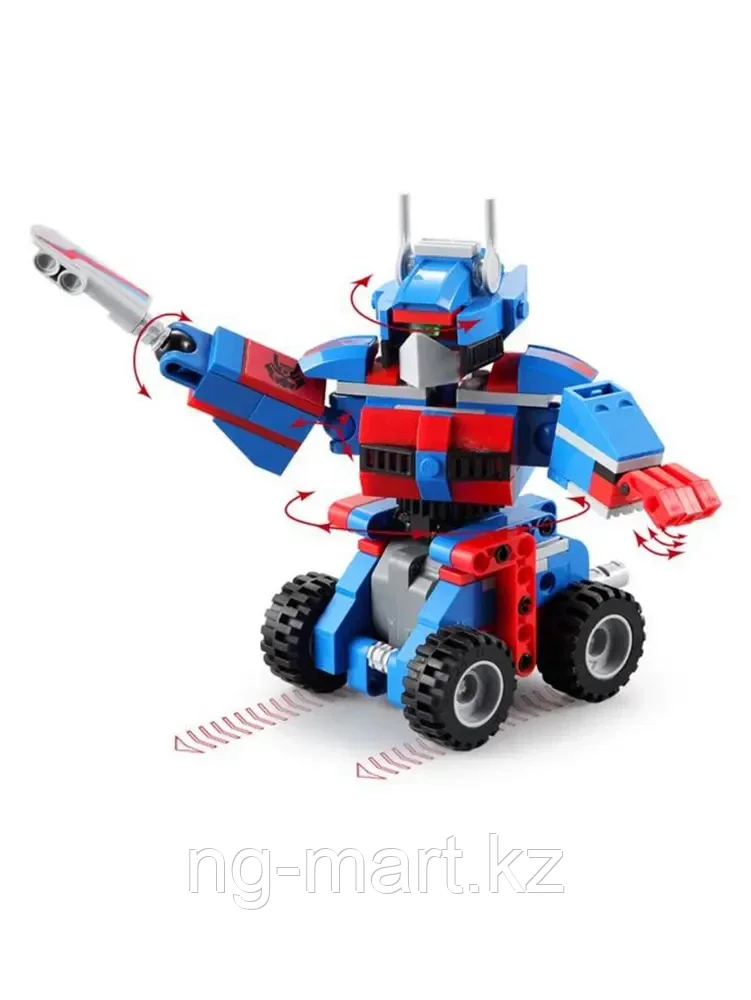 Конструктор робот-трансформер синий с инерционным механизмом 2 в 1 251 дет. С52019W - фото 4 - id-p96762153