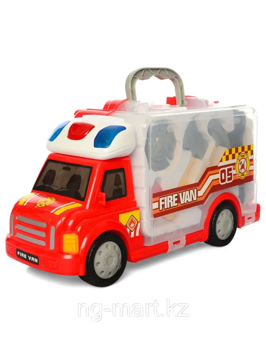 Набор пожарного в машине-кейсе с светом и звуком 661-175 - фото 1 - id-p96759262