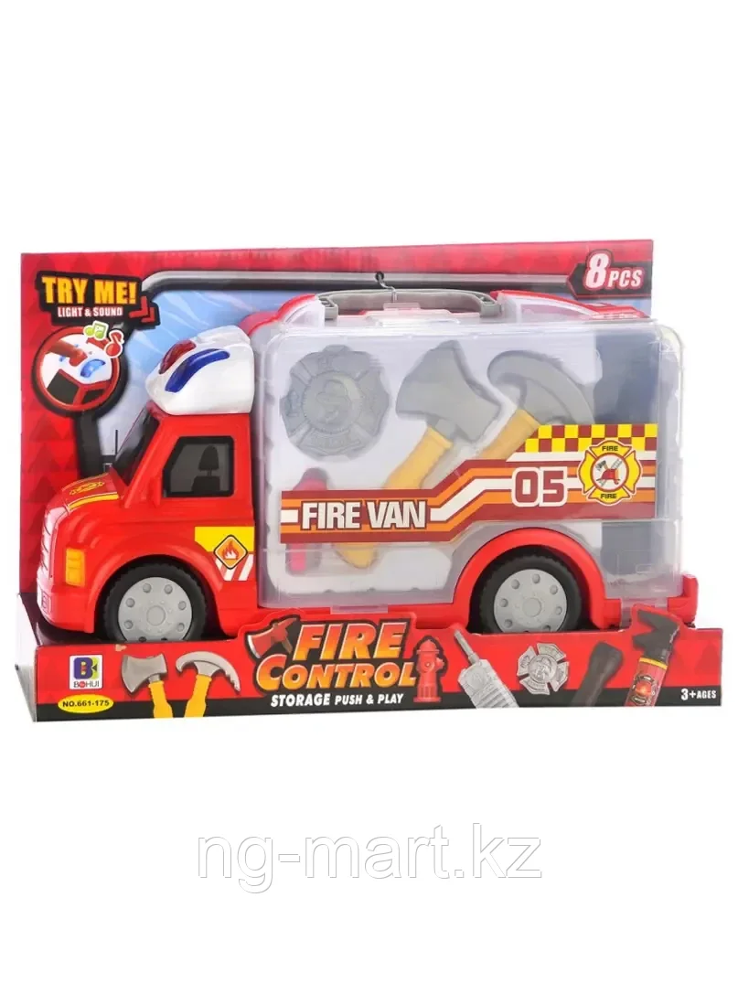 Набор пожарного в машине-кейсе с светом и звуком 661-175 - фото 2 - id-p96759262