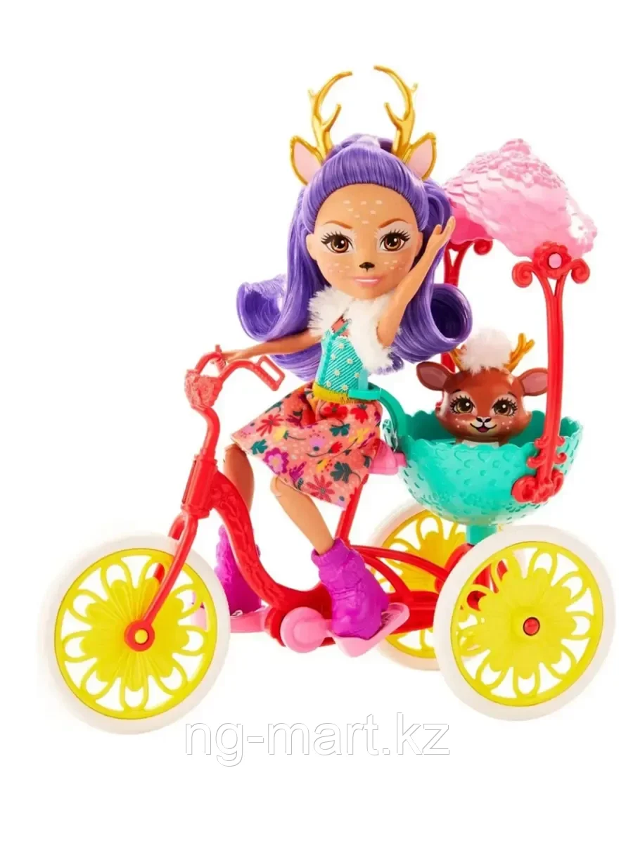 Игровой набор Enchantimals GJX30 Кукла с питомцем и транспортным средством Велосипедисты