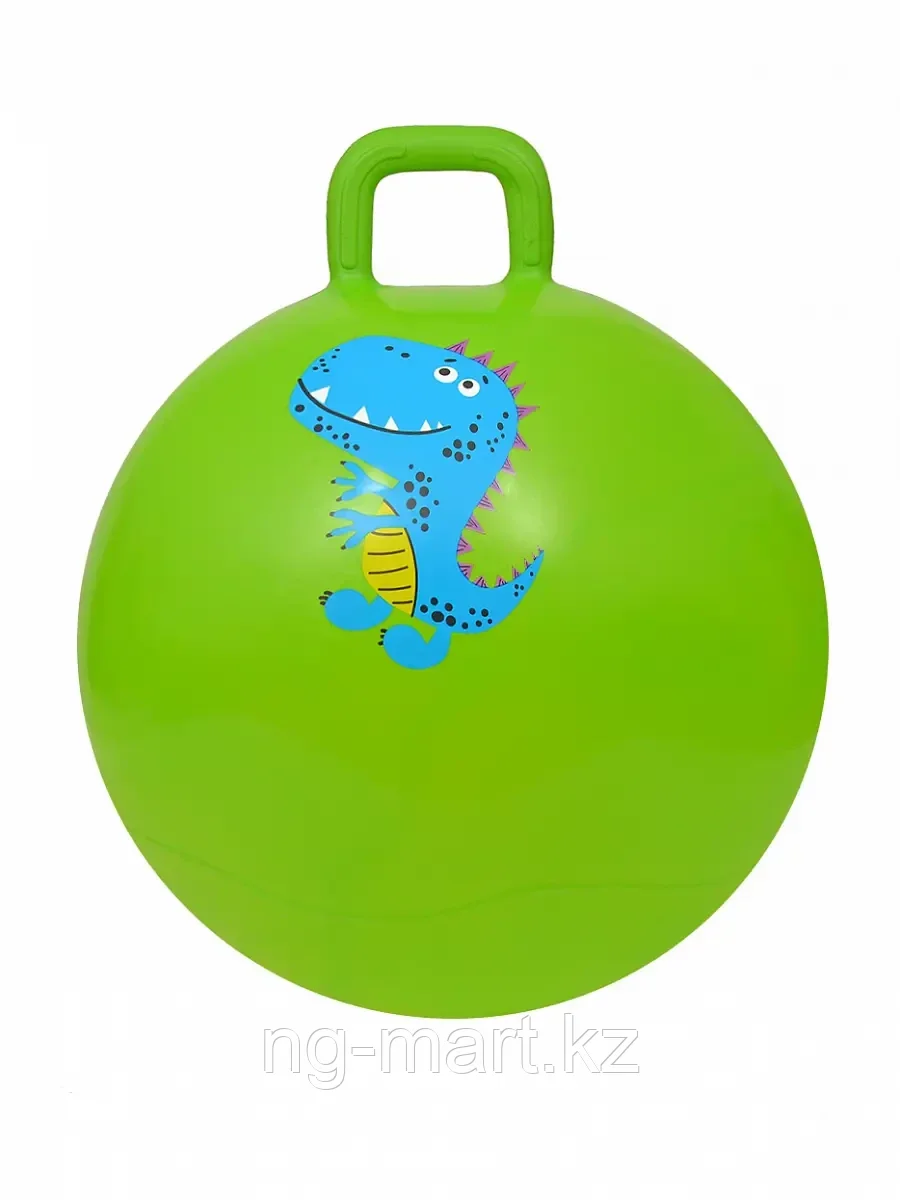 Мяч с ручкой 65 см зеленый с Динозавром Зеленый - фото 1 - id-p96756654