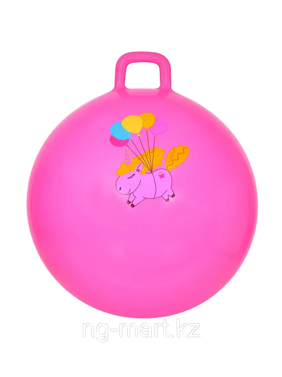 Мяч с ручкой 65 см розовый с Пони Розовый